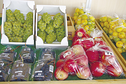 旬の果物や野菜が並ぶ