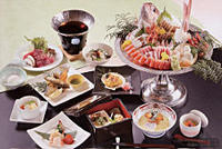 4200円コースの一例(刺身は10人前)